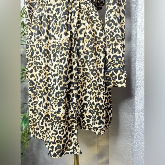 Zara Women’s Leopard Print Long Sleeve Mini Dress in Brown Sz XS - Picture 6 of 13